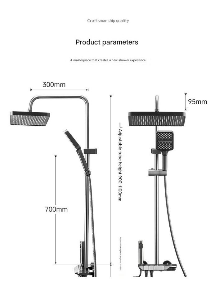 نظام دش أرابيست الحراري رباعي الوظائف، طقم دش نحاسي مثبت على الحائط مع رأس دش علوي 12 بوصة، دش يدوي بثلاثة أوضاع، خلاط حوض استحمام وبخاخ بيديه - لا يحتاج إلى حفر، مانع للرذاذ، ارتفاع قابل للتعديل للحمام، مناسب للعائلة، الكبار والصغار - Image 2